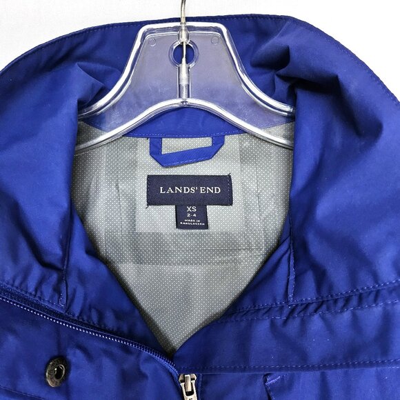 LANDS' END Blue Hooded Windbreaker / Raincoat Jacket, Size XS (2-4) - Picture 2 of 16